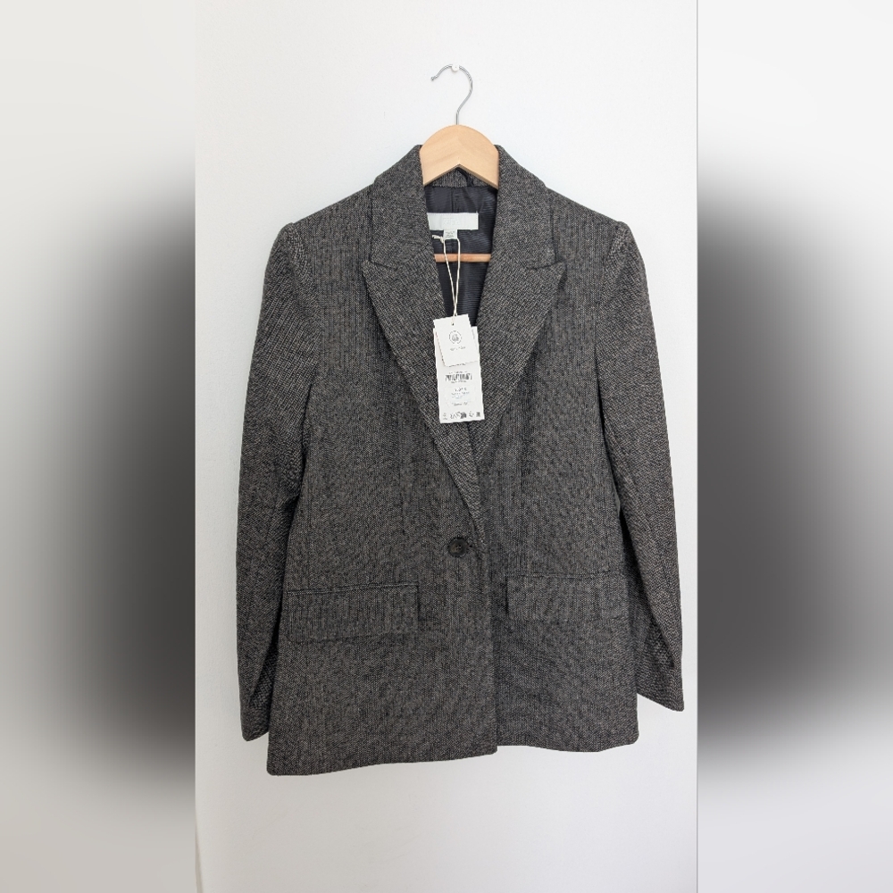 ZARA- Herringbone Wool Blazer (XS/S)